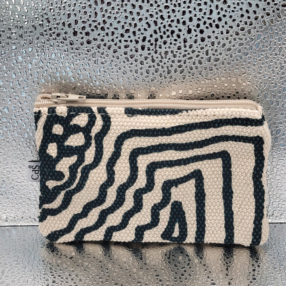 Colori del Sole Coin Purse Kalura Woven Key Pouch Handmade in Italy Cream Teal